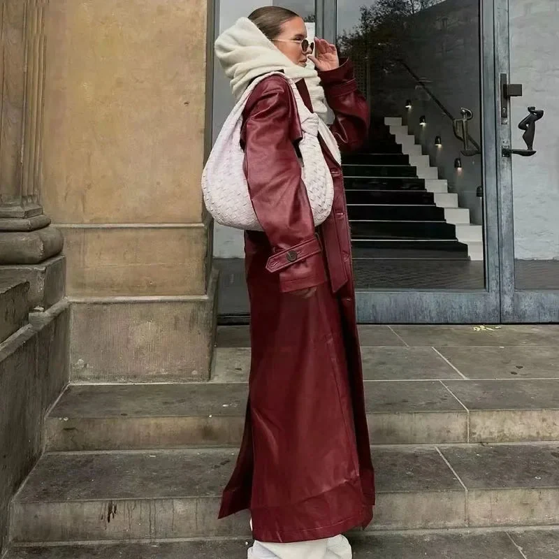 Bordeauxrode Jas voor Dames