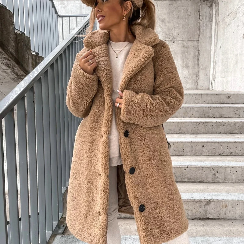 Dames Teddybeer Winterjas - Zoë Elegante & Warme Jas