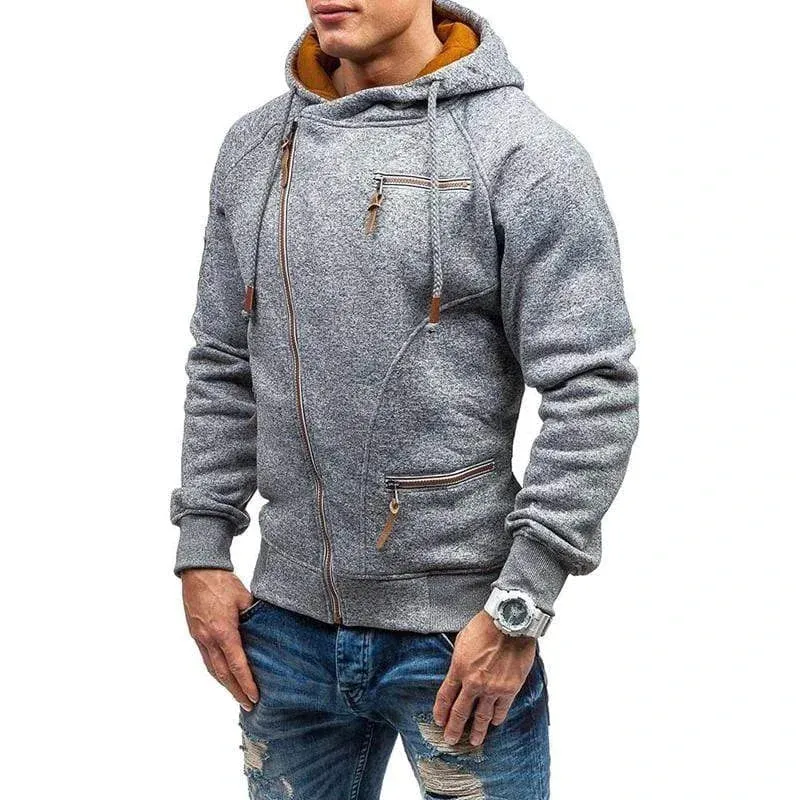 Stijlvolle Herfst Hoodie voor Mannen - Asymmetrische Rits