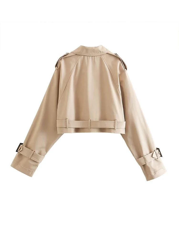 Sophie Beige Cropped Trenchcoat - Stijlvol & Elegant