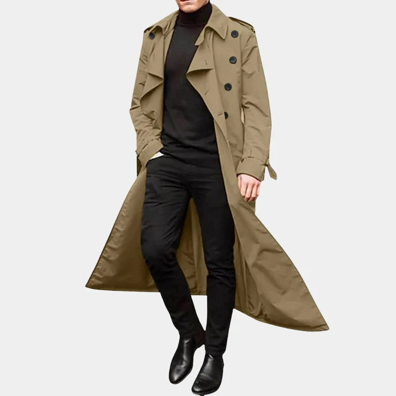 Lange Heren Trenchcoat | Waterafstotend | Verstelbare Mouwen