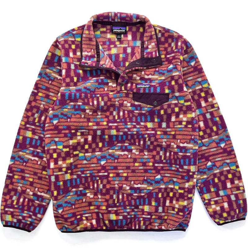 2023 Patagonia Womens Printed Synchilla Snap-T, Fitz Roy Patchwork: Plum (L)