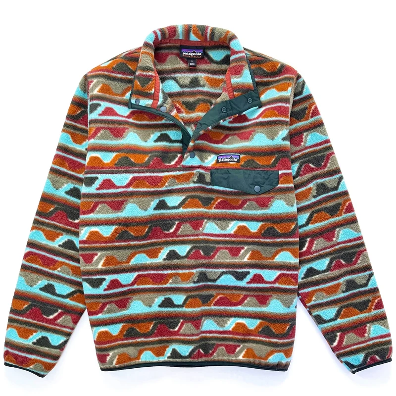 2016 Patagonia Printed Synchilla Snap-T Fleece Pullover, Delta: Cinder Red (S)