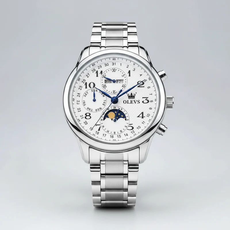 OLEVS Luxe Mechanisch Herenhorloge - Origineel Digitaal Maanfase Waterdicht Chronograaf Sporthorloge
