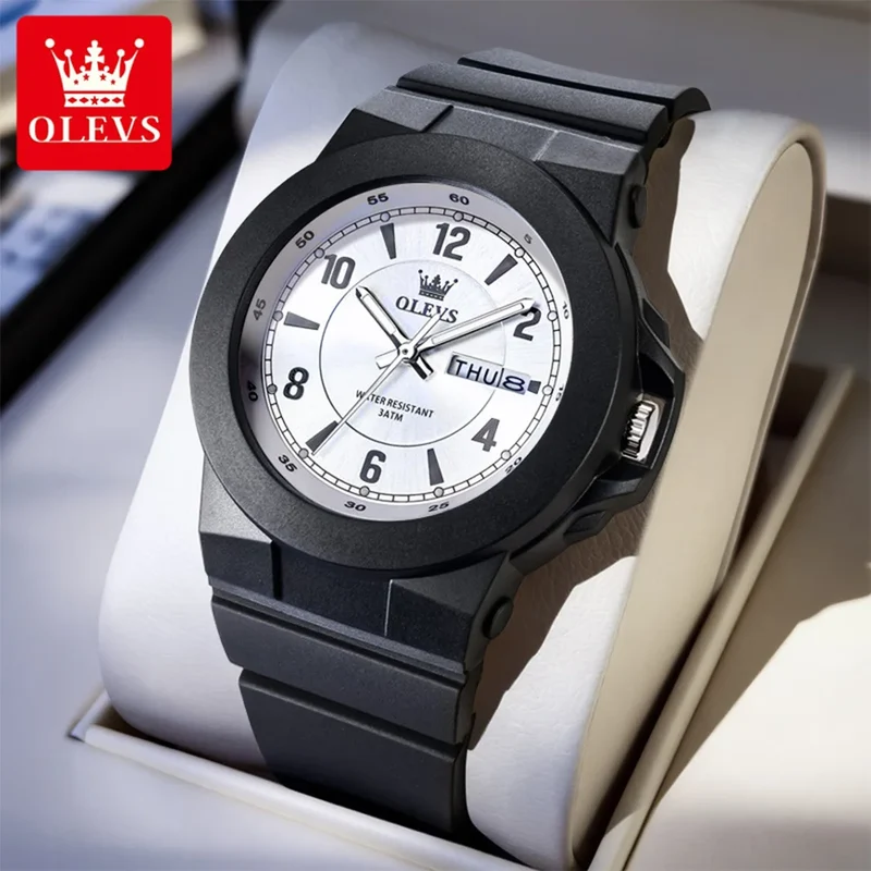 OLEVS Quartz Sportshorloge - Digitaal Simplicity Herenhorloge, Waterdicht, Siliconen Band, met Hoogwaardig Glas