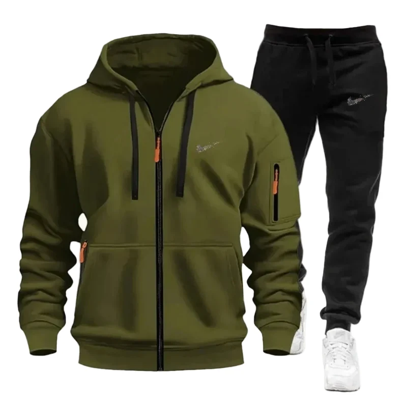 Heren sportkleding: hoodie en joggingbroek set voor hardlopen in de herfst, unisex trainingspak