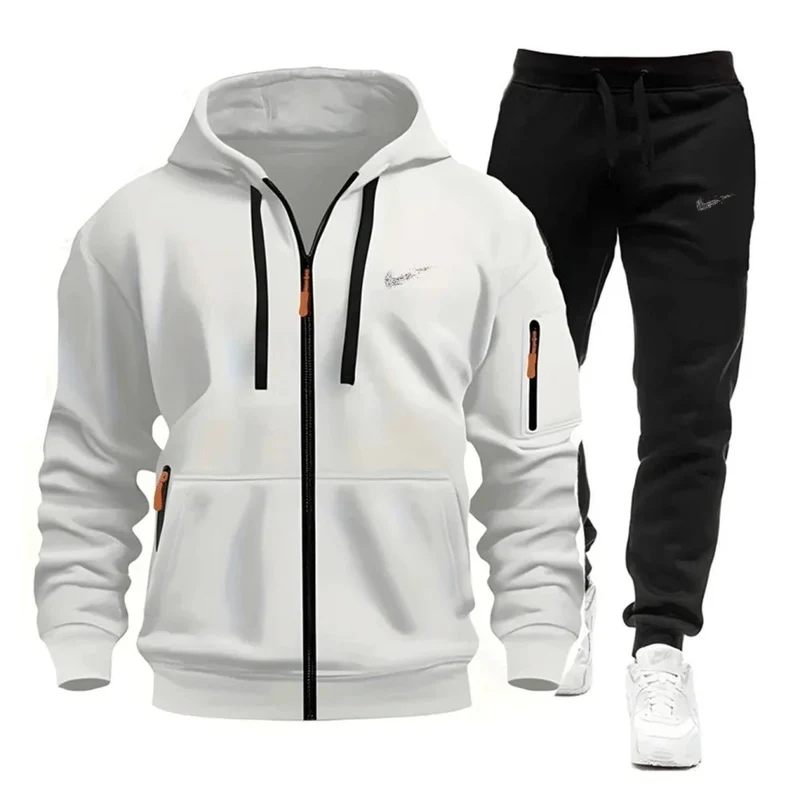 Heren sportkleding: hoodie en joggingbroek set voor hardlopen in de herfst, unisex trainingspak