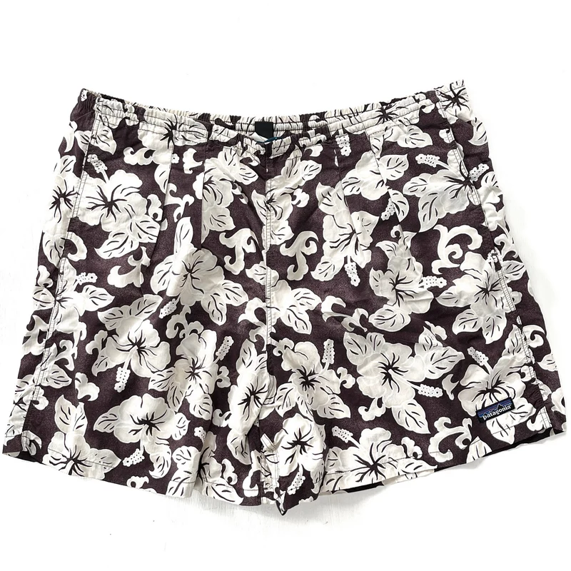 1999 Patagonia Mens 5” Printed Nylon Baggies Shorts, Tropical Print (XL)